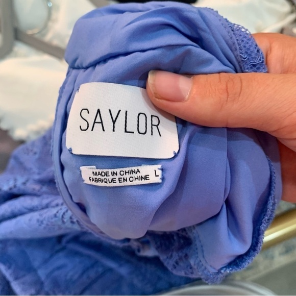 Saylor Dress Jayme Mini Long Sleeve in Blue Lace - Picture 7 of 7